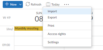 import data account, calendar events: step 2