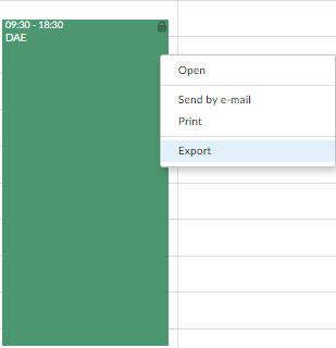 exporting calendar events