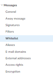 spam folder, whitelist: step 2