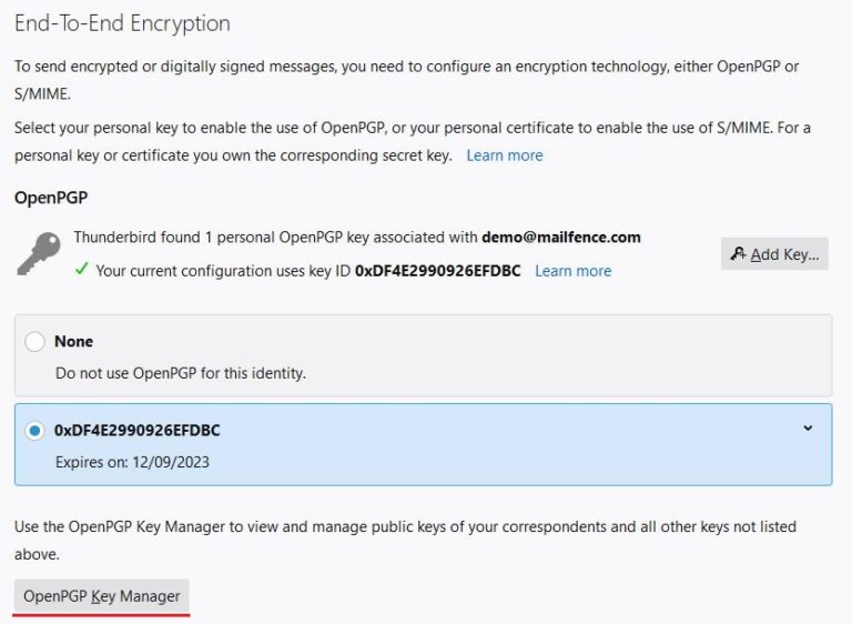 How to import OpenPGP public key into Thunderbird Mailfence Support