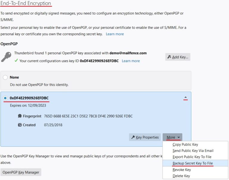 How to export your openpgp keypair from thunderbird