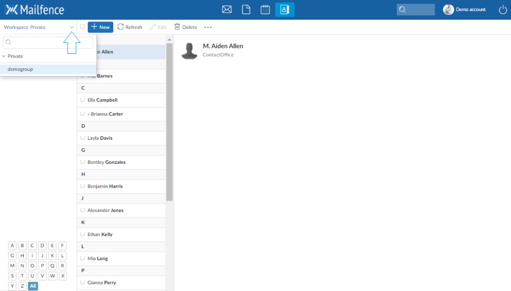 how to use Mailfence Contacts