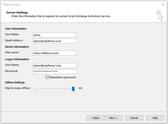 How to connect Mailfence using Exchange Activesync