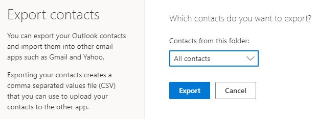 Migrate contacts to Mailfence Export contacts Hotmail