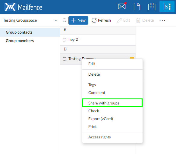 How to use Mailfence Contacts