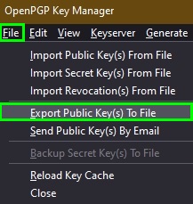 export your openPGP public key from thunderbird