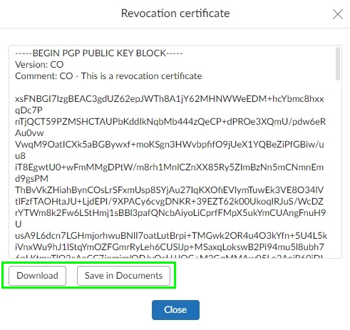 generate a revocation certificate for key pair or personal key