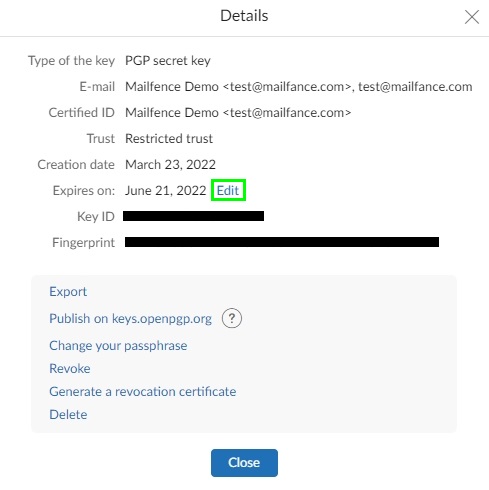 modify the expiration date of your openpgp key