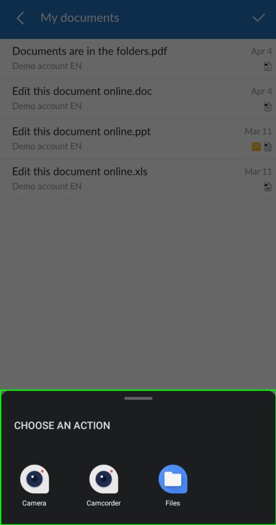 upload documents - mobile application