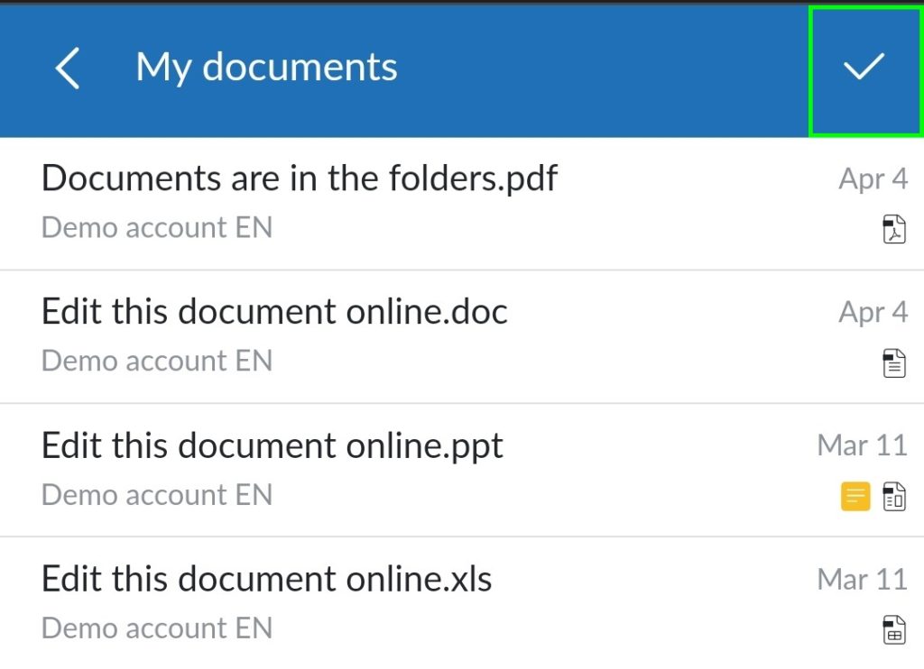 select multiple documents - mobile application