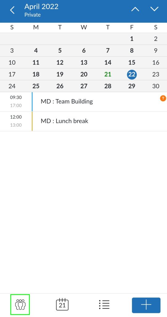 view different layers in calendar - mobile application