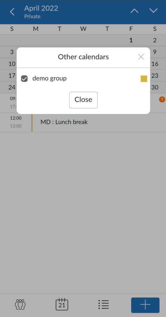 view different layers of calendar - mobile application