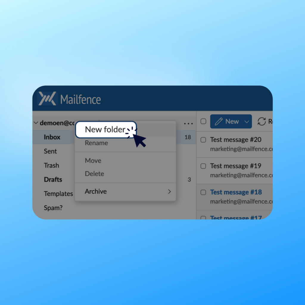 Create a new folder in your Mailfence account