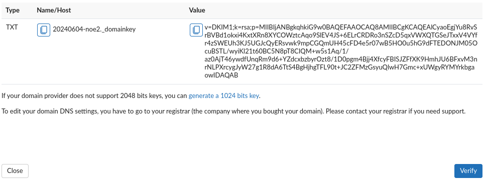 change DKIM key step 3