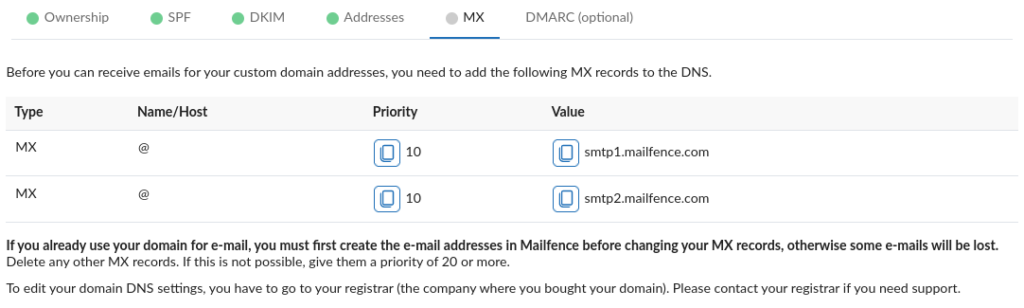 custom domain based address: step 8